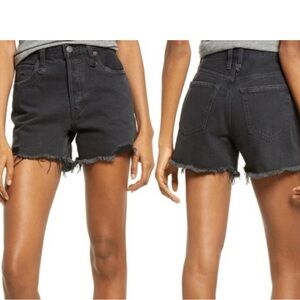 Free People we the free Ivy Mid Rise Jean Shorts washed black sz 25 cut offs